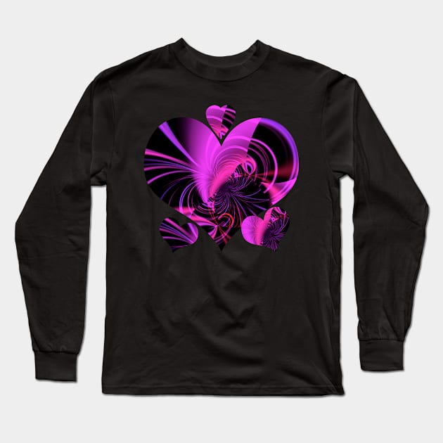 Beautiful Fractal Hearts Long Sleeve T-Shirt by Gingezel